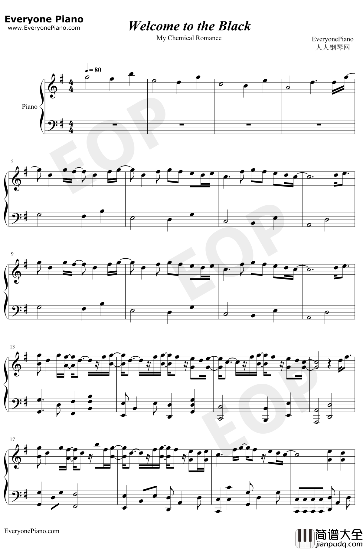 Welcome_to_the_Black_Parade钢琴谱_My_Chemical_Romance