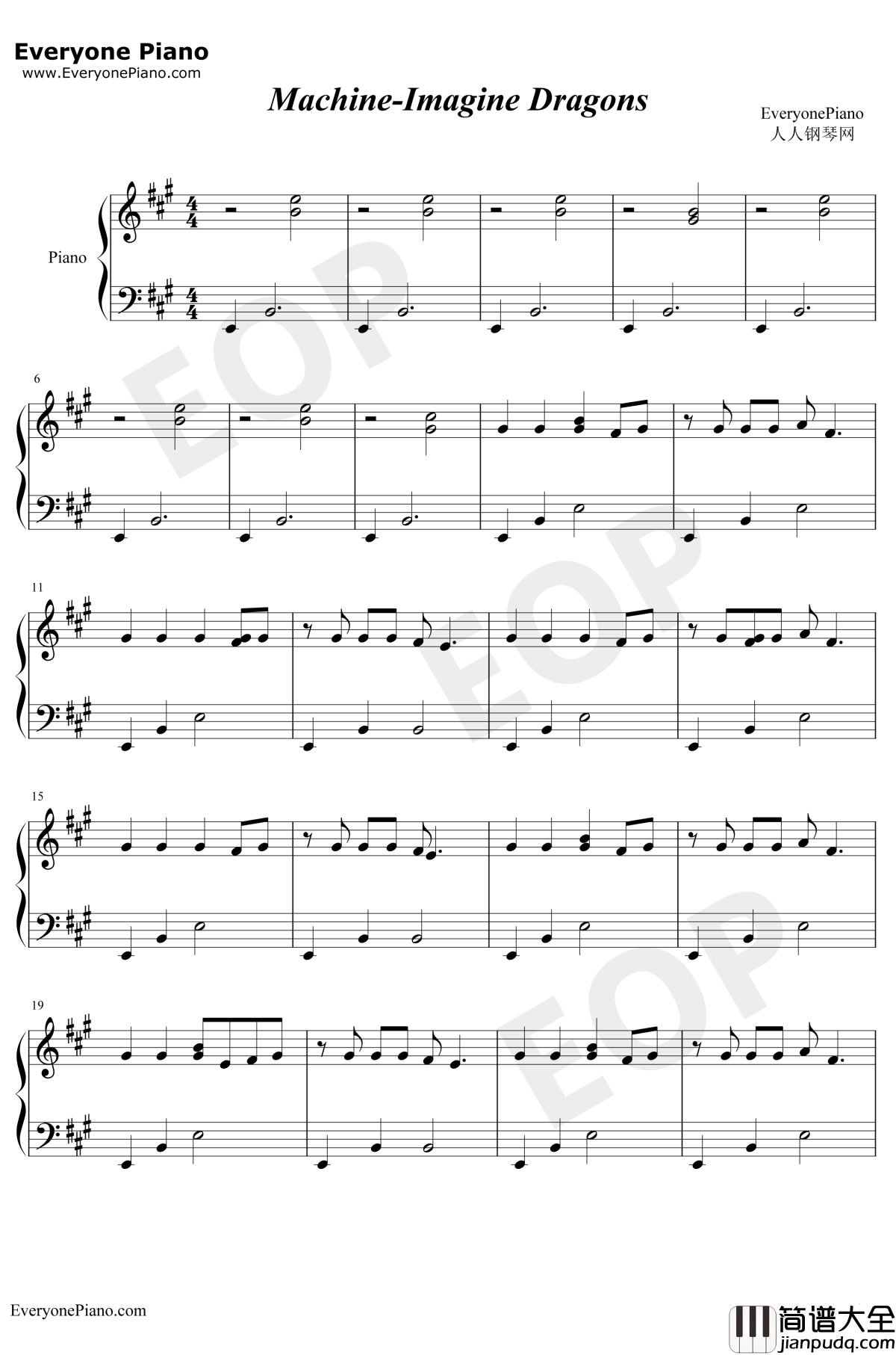 Machine钢琴谱_ImagineDragons