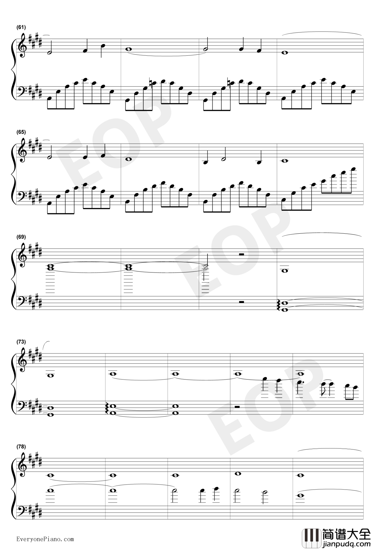 只要为你活一天钢琴谱_刘家昌_功夫OST