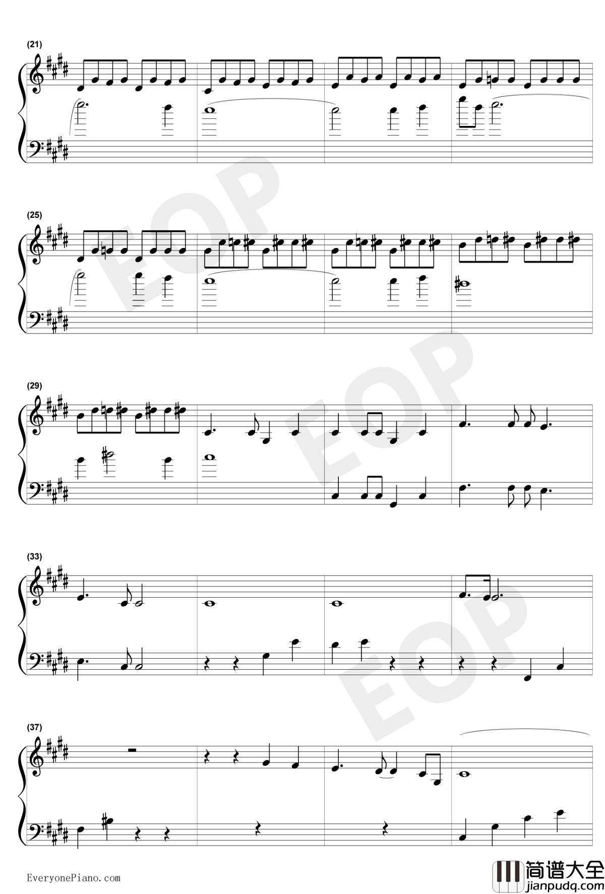 只要为你活一天钢琴谱_刘家昌_功夫OST