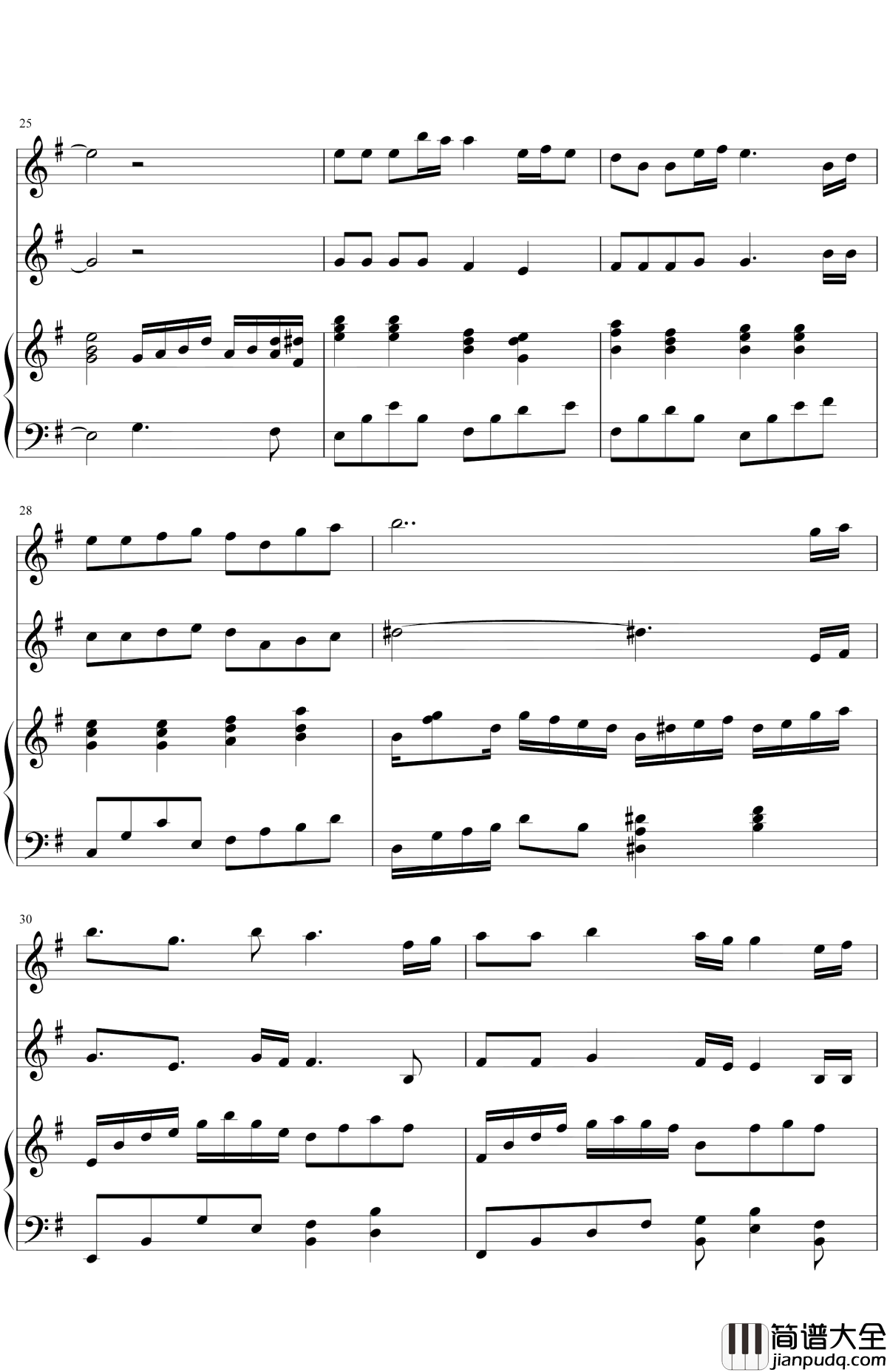 没有你陪伴真的好孤单钢琴谱_梦然_满大街都是手牵手的恋人，却独独少了你