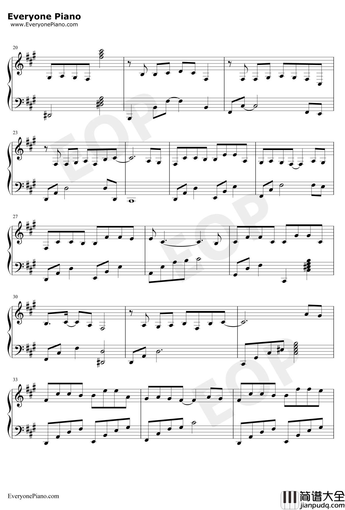 石楠小札钢琴谱_贰婶