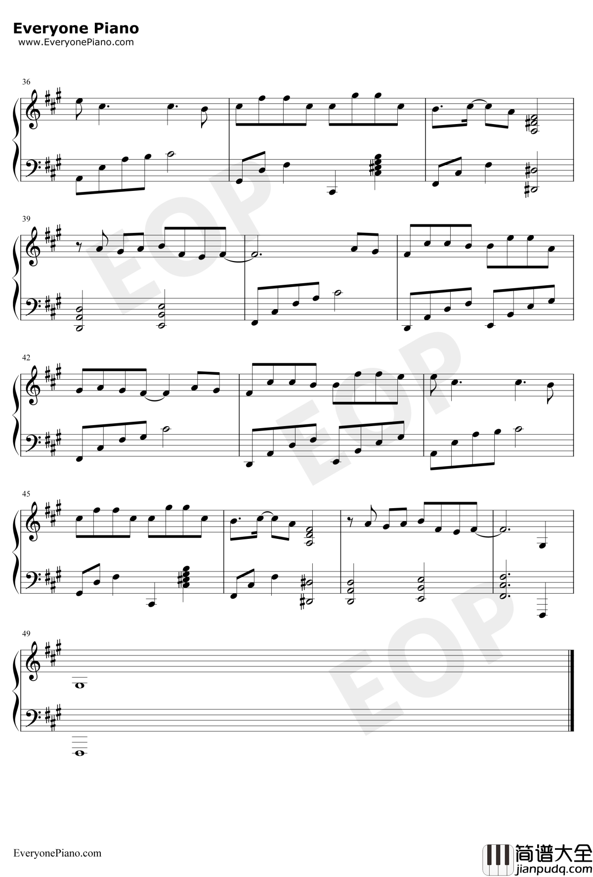 石楠小札钢琴谱_贰婶