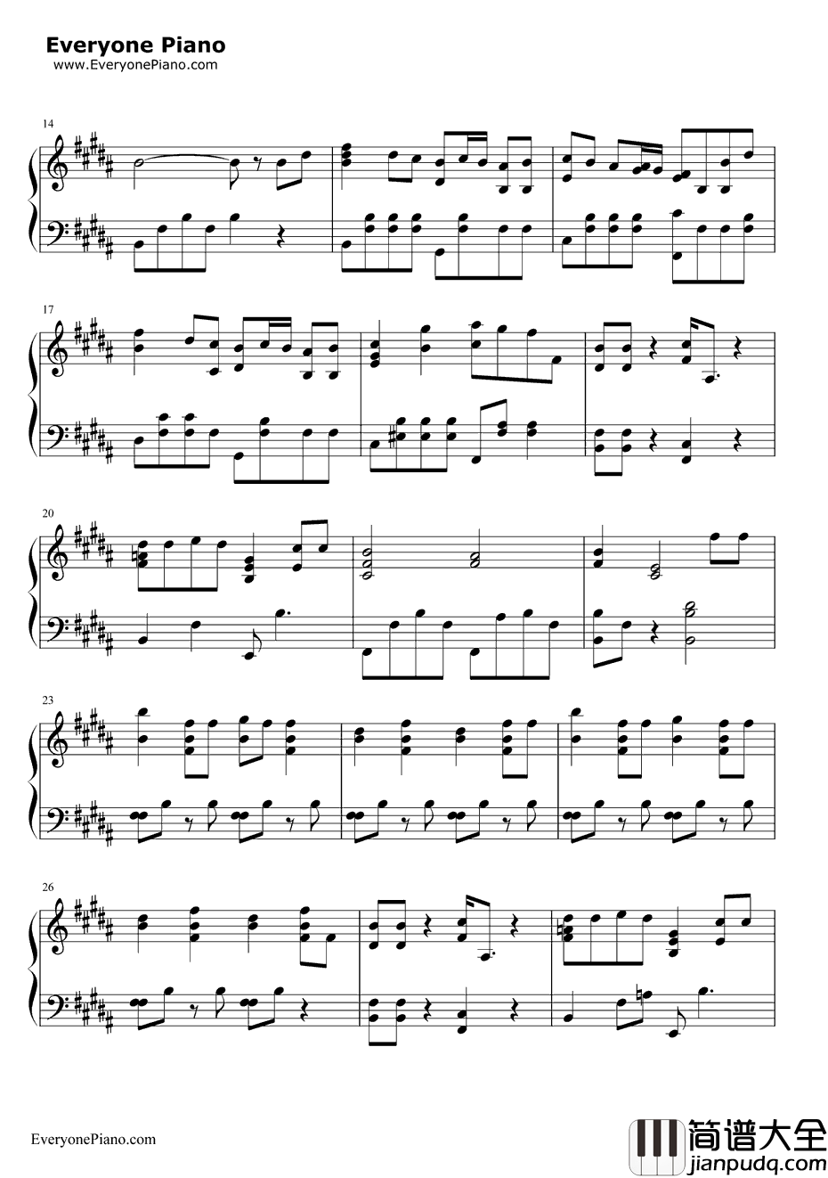 古老的大钟钢琴谱_平井坚_大きな古时计