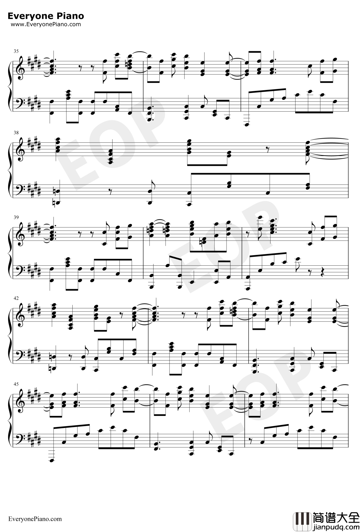 青鸟钢琴谱_水野良树__火影忍者疾风传_主题曲