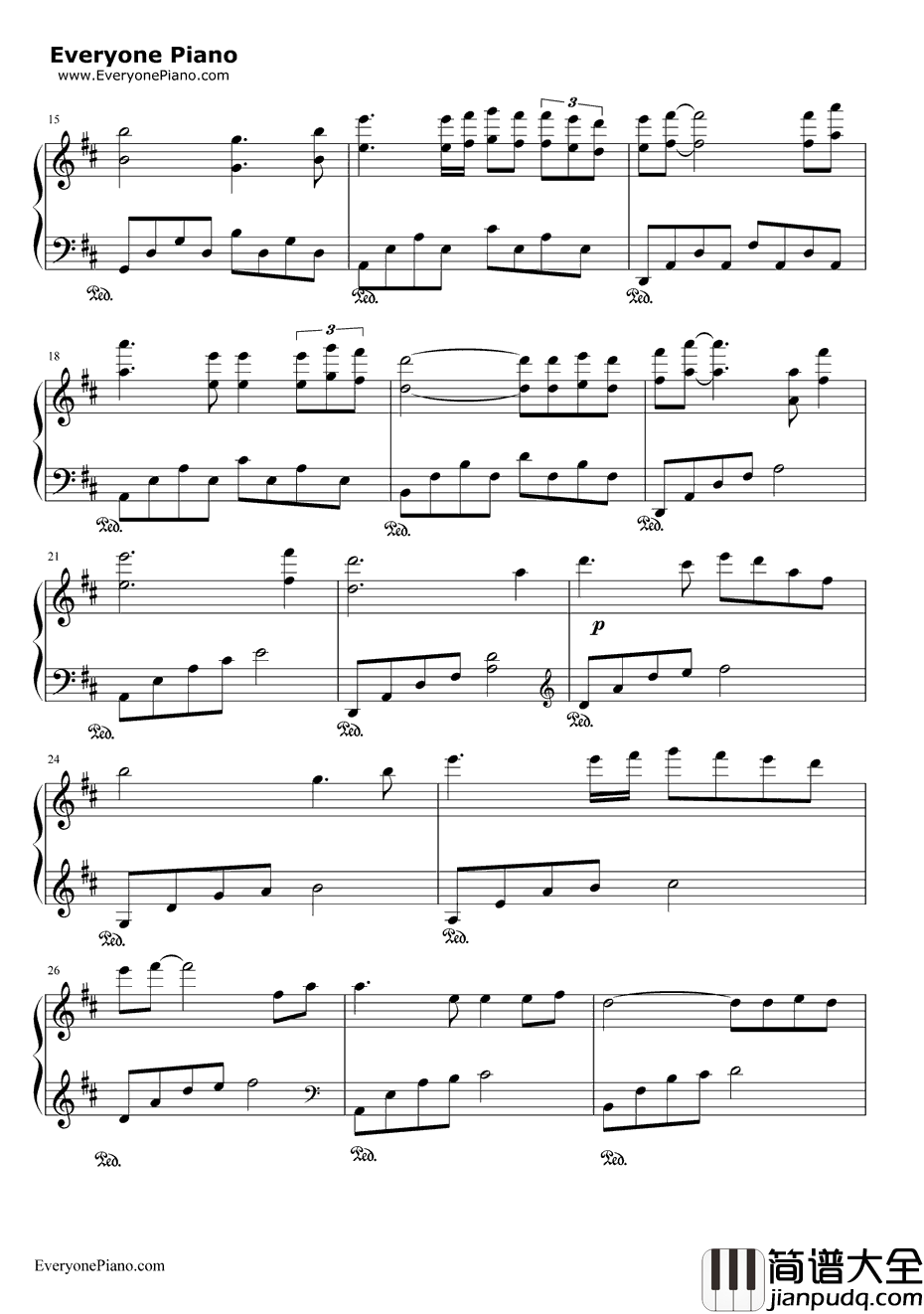 追寻钢琴谱_孙楠_建国大业主题曲