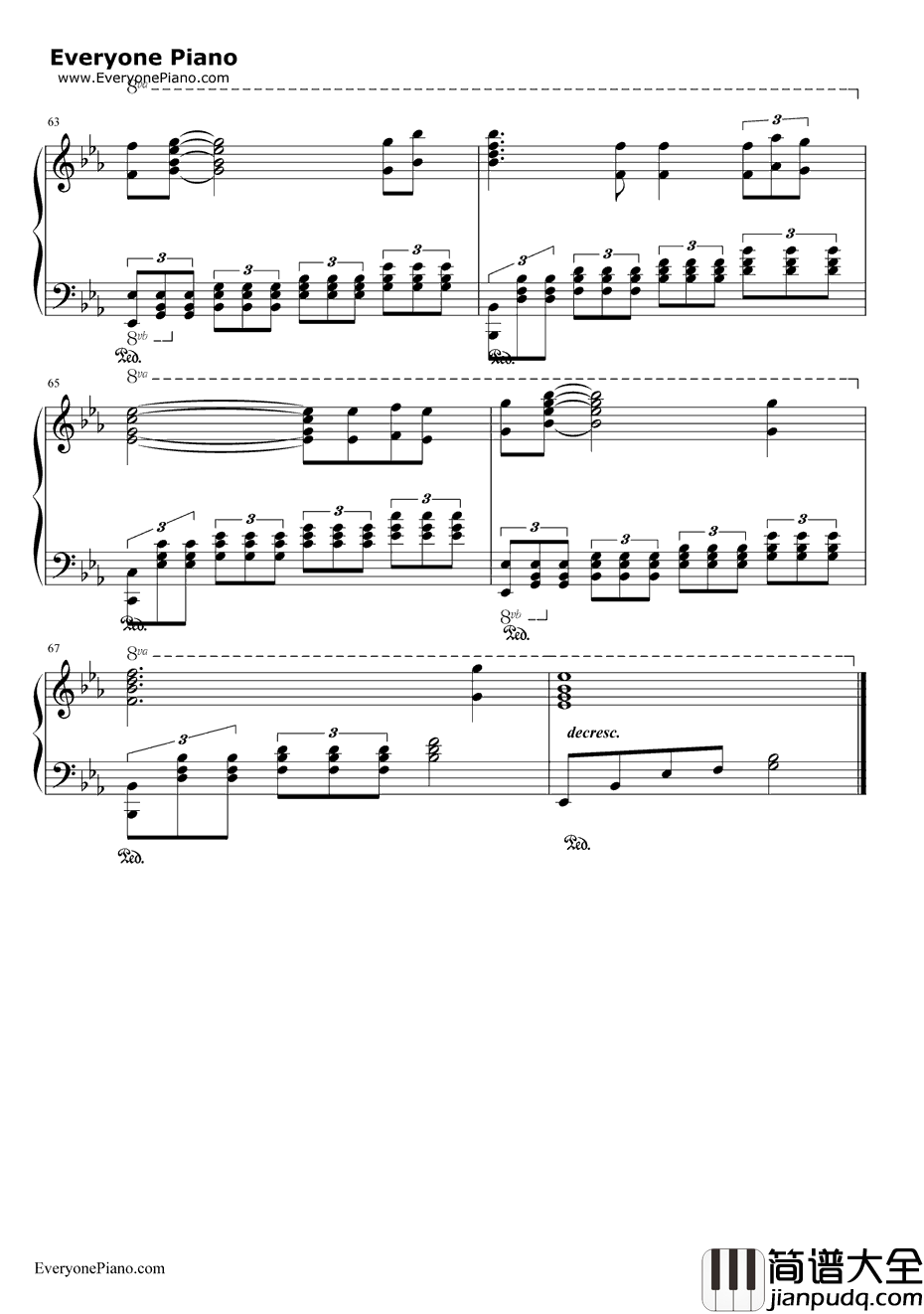 追寻钢琴谱_孙楠_建国大业主题曲