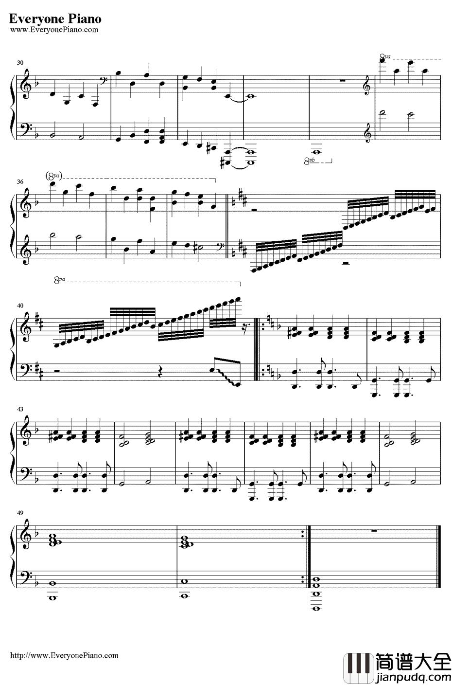 will_of_the_heart钢琴谱_鹭巢诗郎_动画_死神_插曲