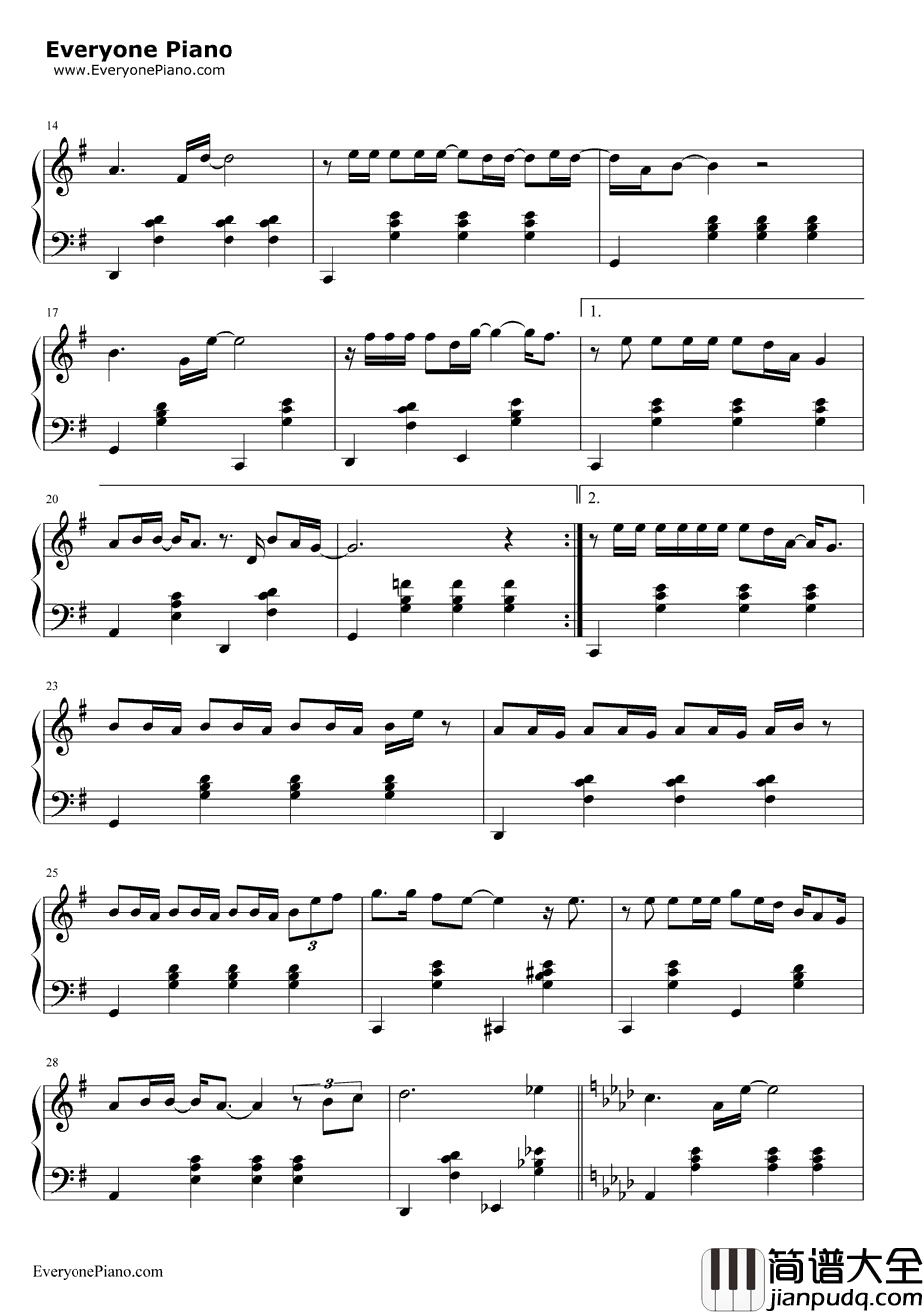 太美丽钢琴谱_陶喆