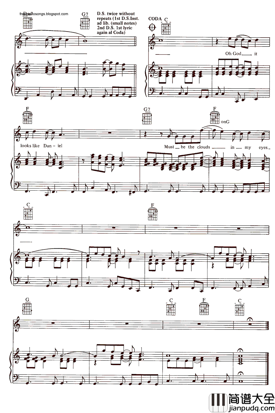 Daniel钢琴谱_EltonJohn