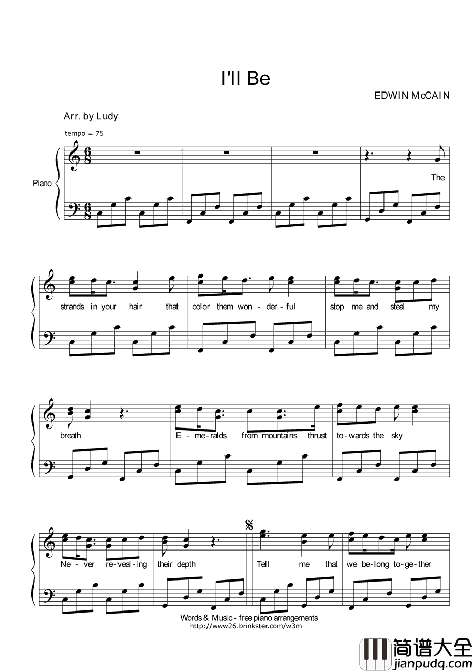 I'll_Be钢琴谱_Edwin_Mc_Cain