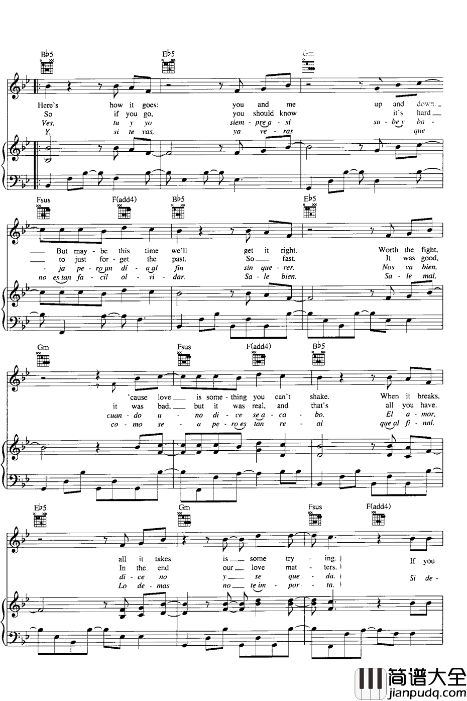 Escape钢琴谱_EnriqueIglesias