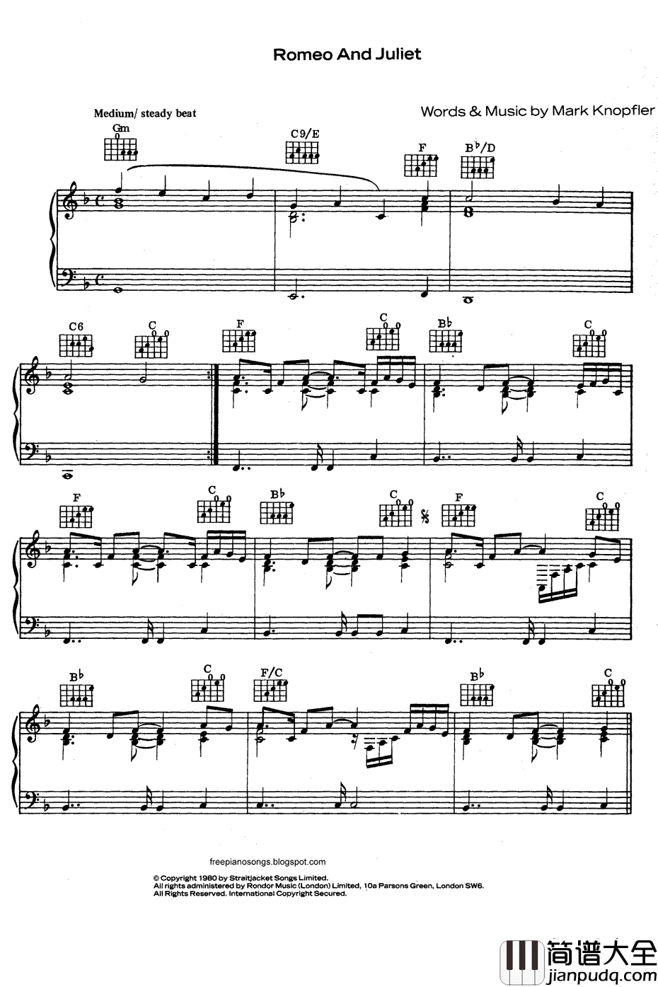 Romeo_and_Juliet钢琴谱_DireStraits
