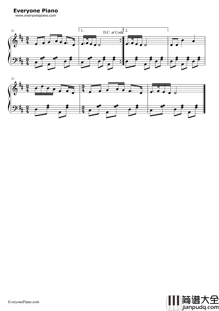 美丽的姑娘钢琴谱_哈萨克族民歌