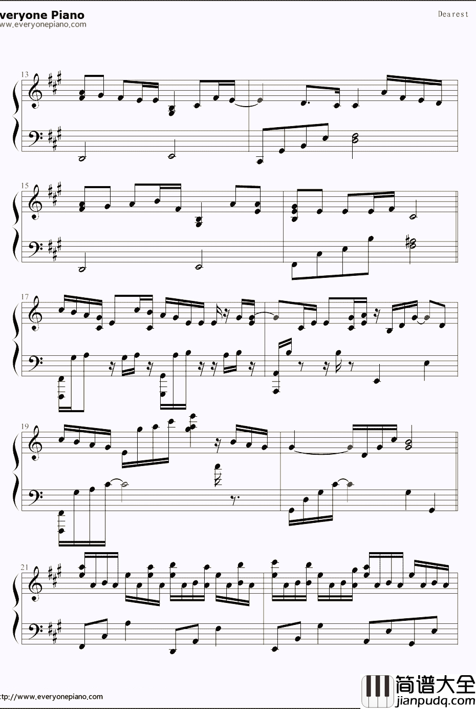 我爱的人dearest钢琴谱_滨崎步__犬夜叉_第三季片尾曲