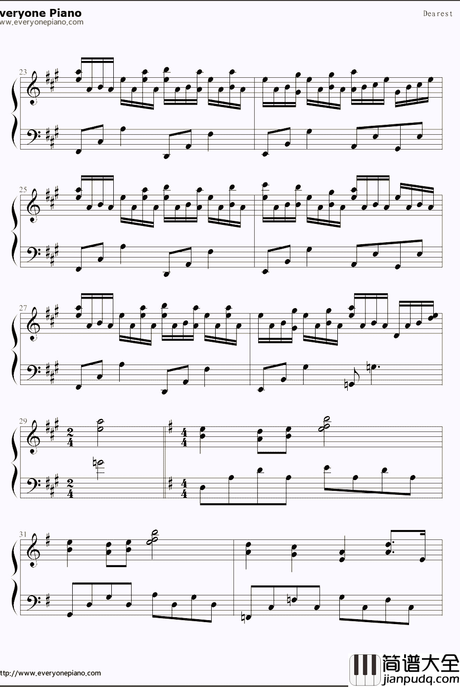 我爱的人dearest钢琴谱_滨崎步__犬夜叉_第三季片尾曲