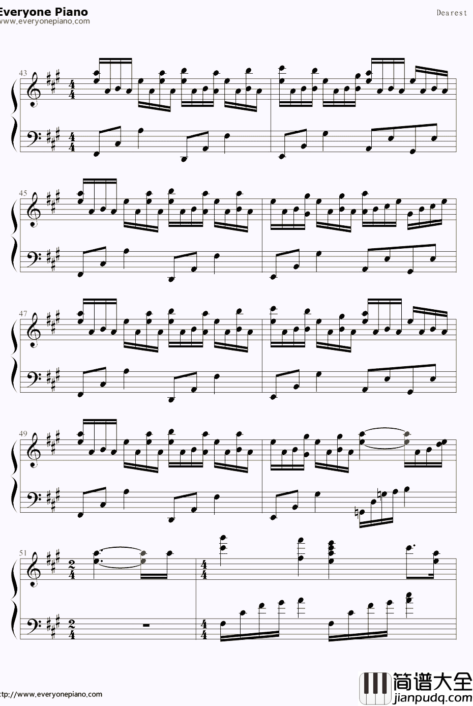 我爱的人dearest钢琴谱_滨崎步__犬夜叉_第三季片尾曲