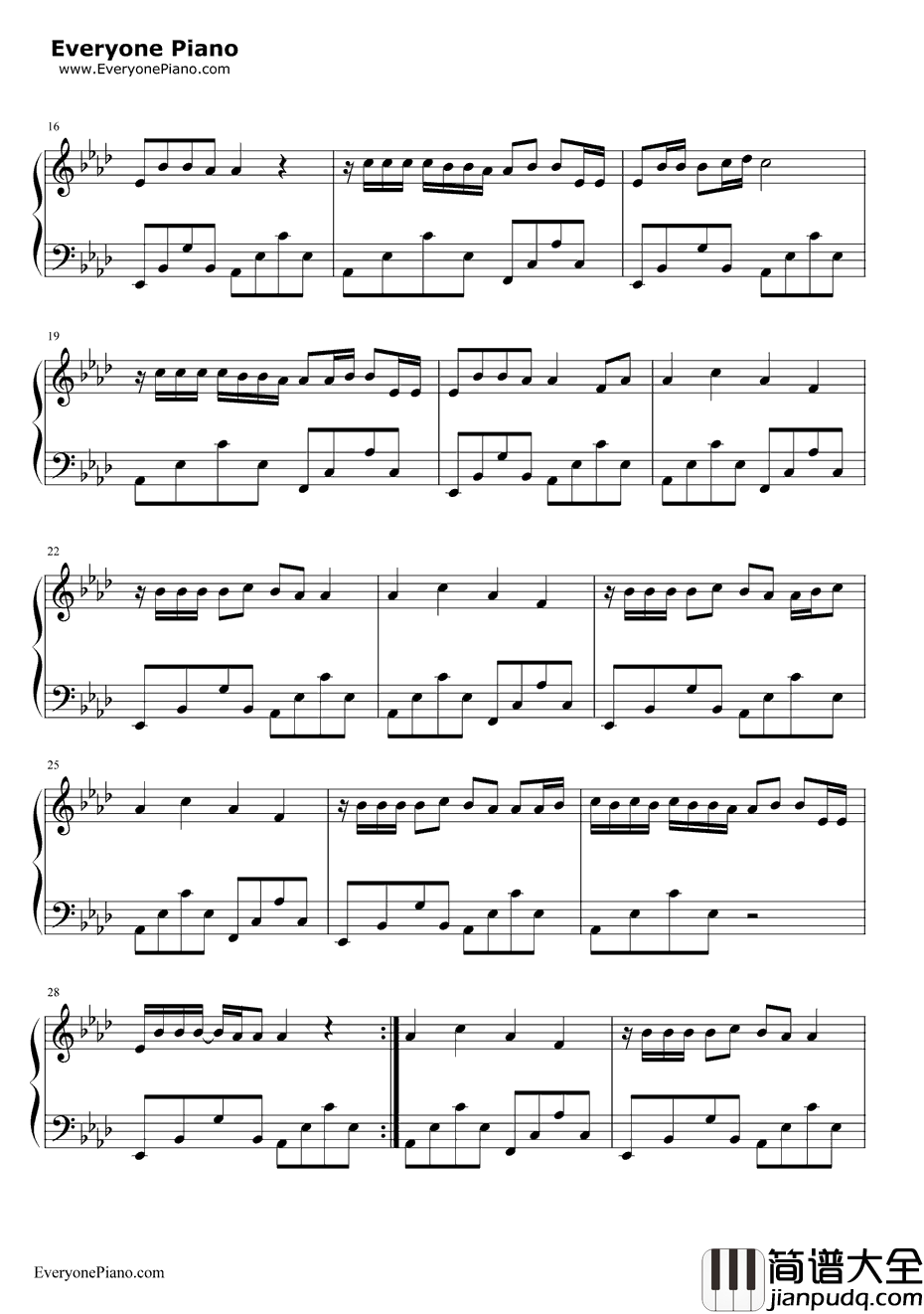 不得不爱钢琴谱_潘玮柏