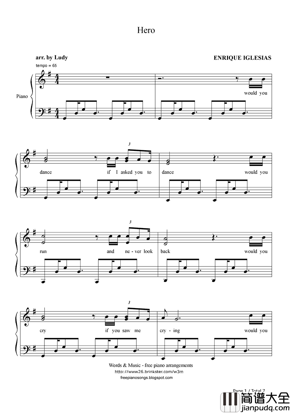 Hero钢琴谱_EnriqueIglesias