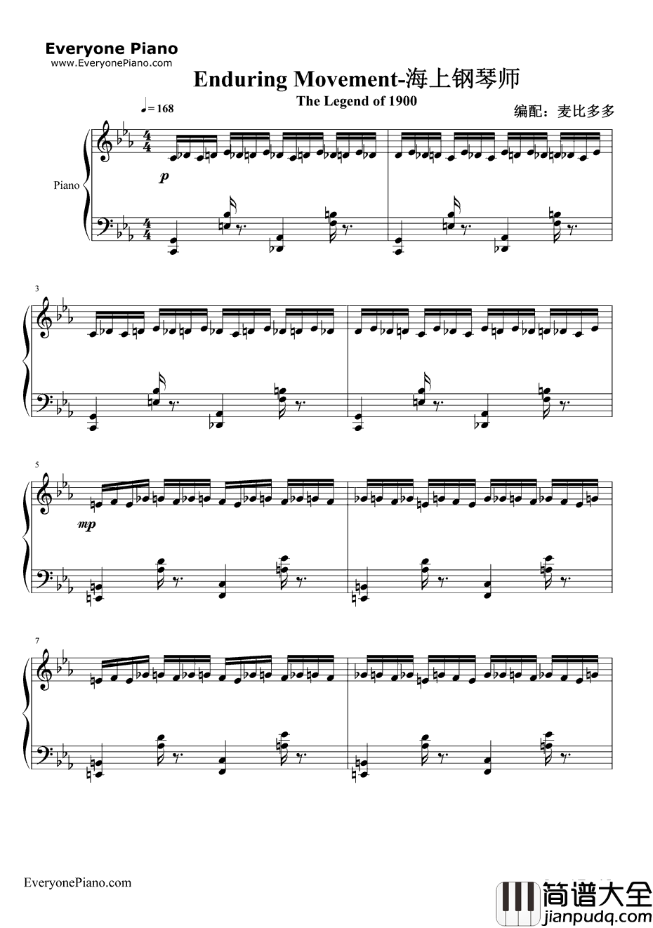 Enduring_Movement钢琴谱_Ennio_Morricone_海上钢琴师OST