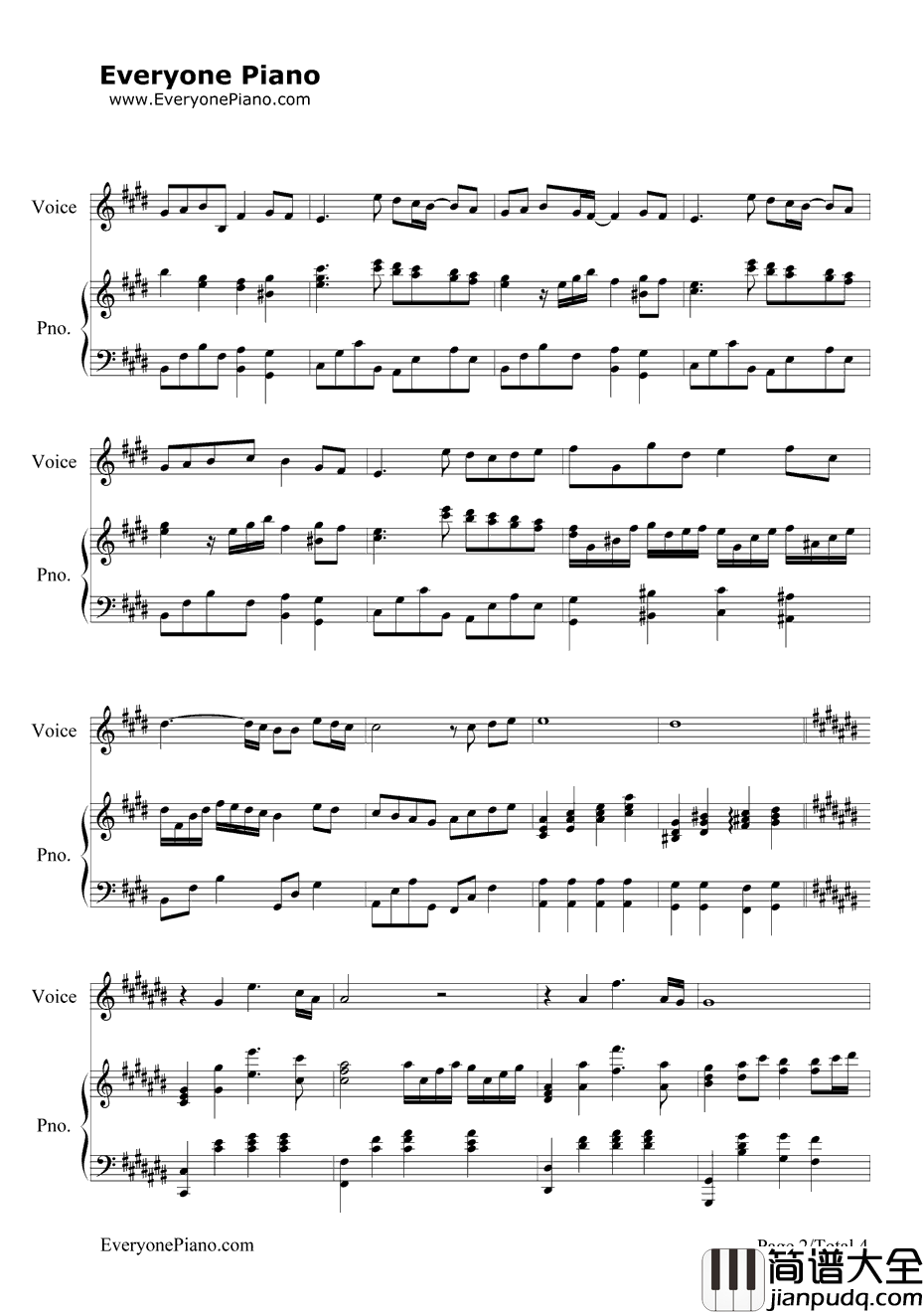 你的名字我的姓氏钢琴谱_张学友