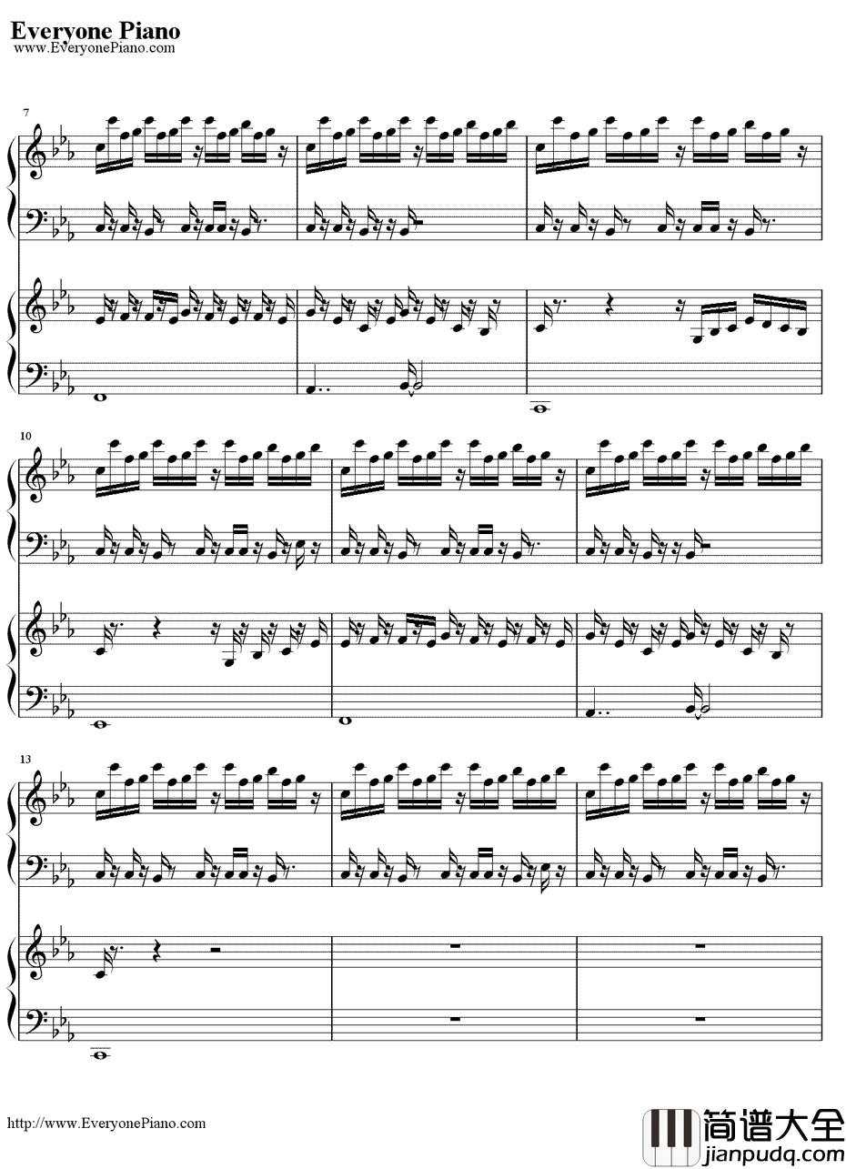 植物大战僵尸钢琴谱_Plantsvs.Zombies_BOSS关卡BGM