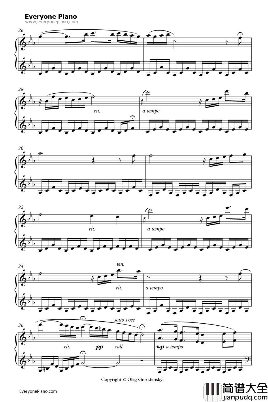 Two_Chinese_and_ten_thousand_trees钢琴谱_Oleg_Gorodenskyi