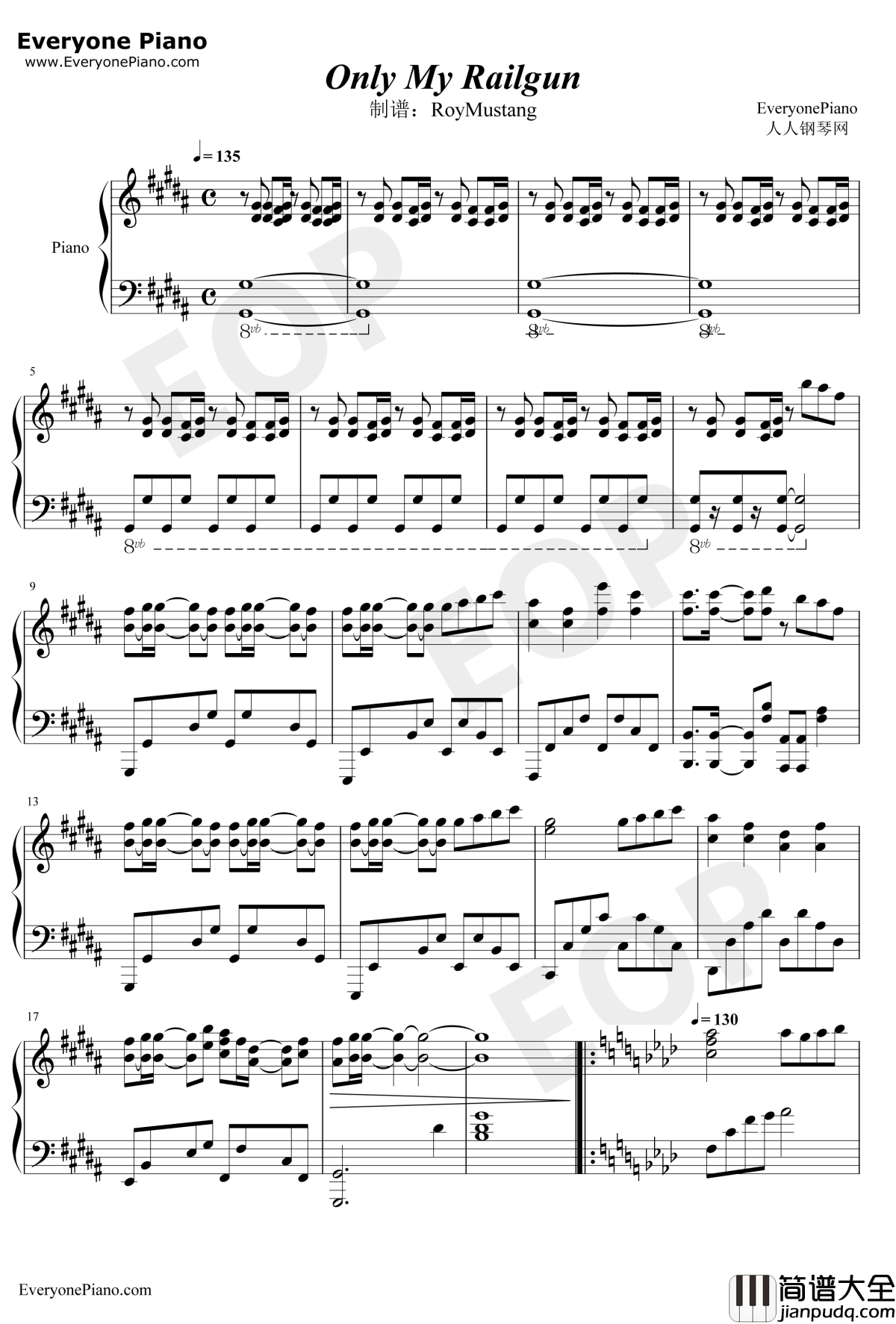 Only_My_Railgun钢琴谱_FripSide