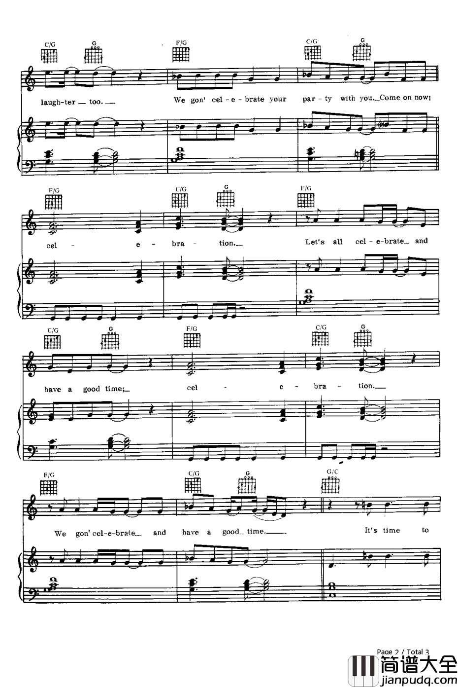 Celebration钢琴谱_Kool&theGang