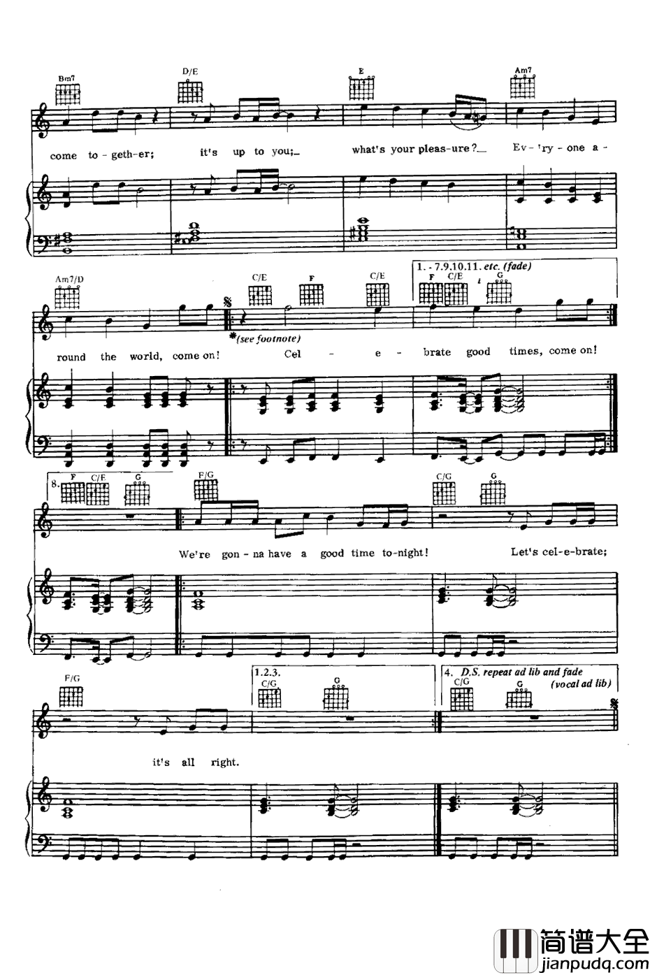 Celebration钢琴谱_Kool&theGang