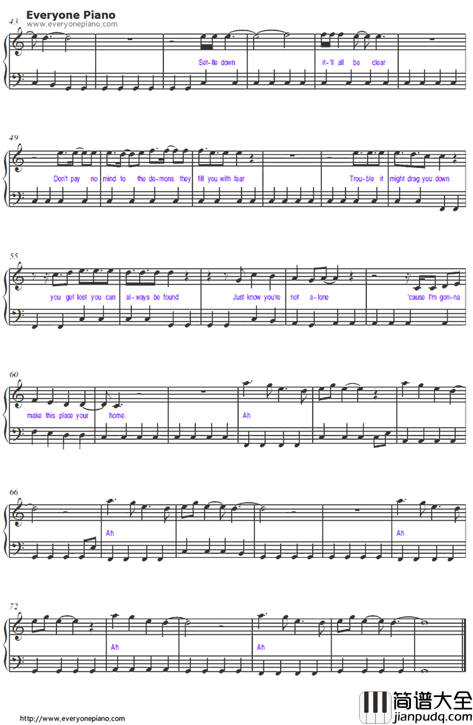 Home钢琴谱_PhillipPhillips