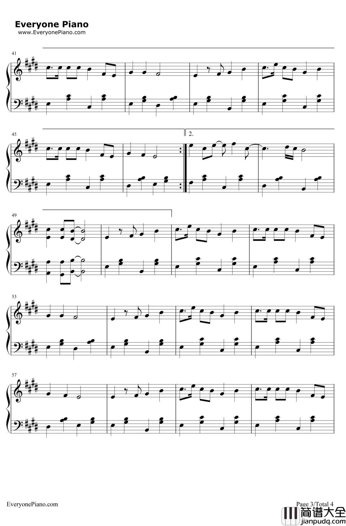 桃花朵朵开钢琴谱_阿牛