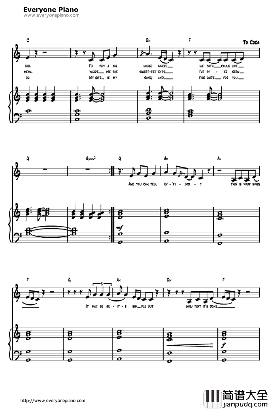 Your_Song钢琴谱_EllieGoulding