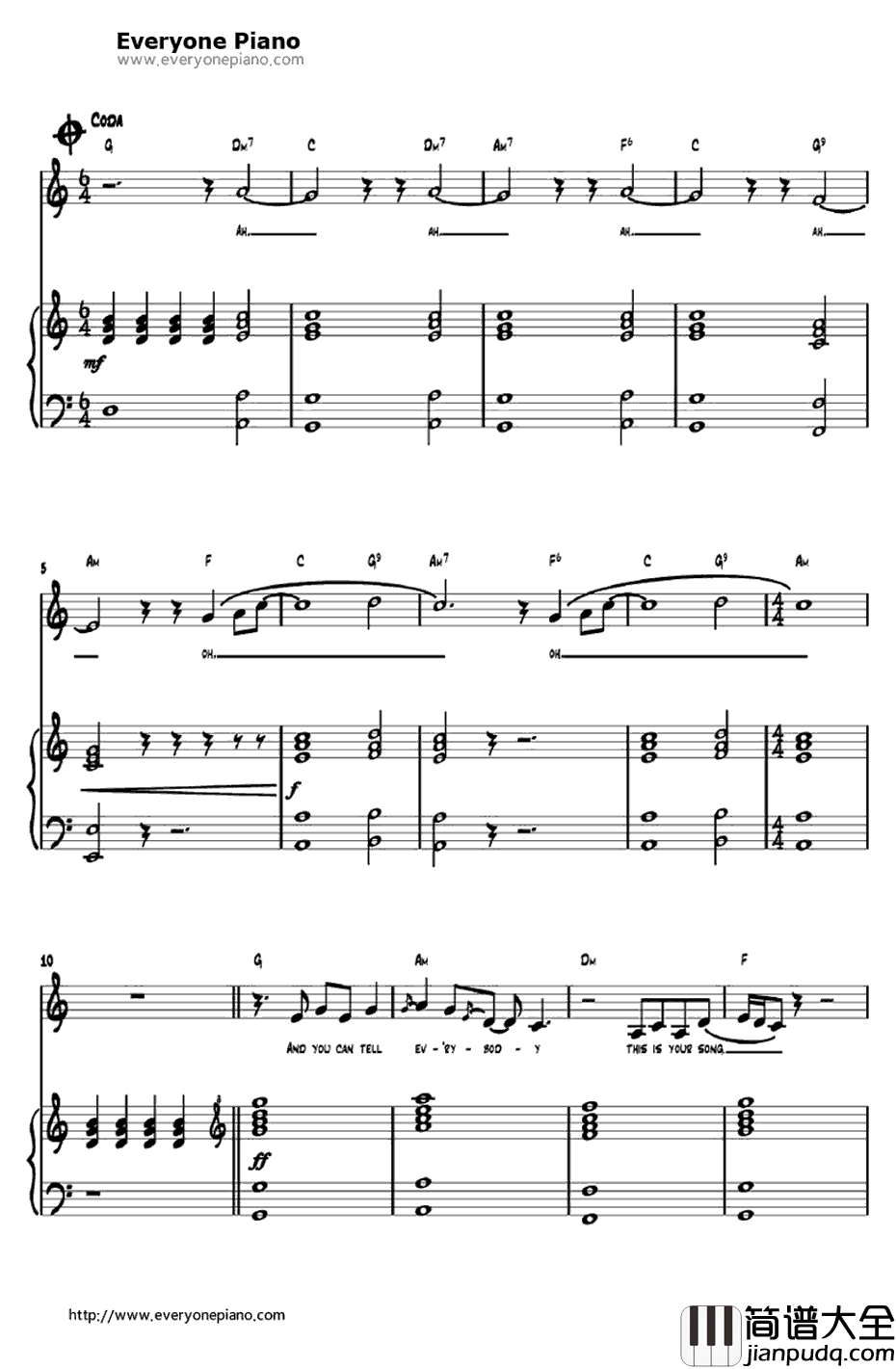 Your_Song钢琴谱_EllieGoulding