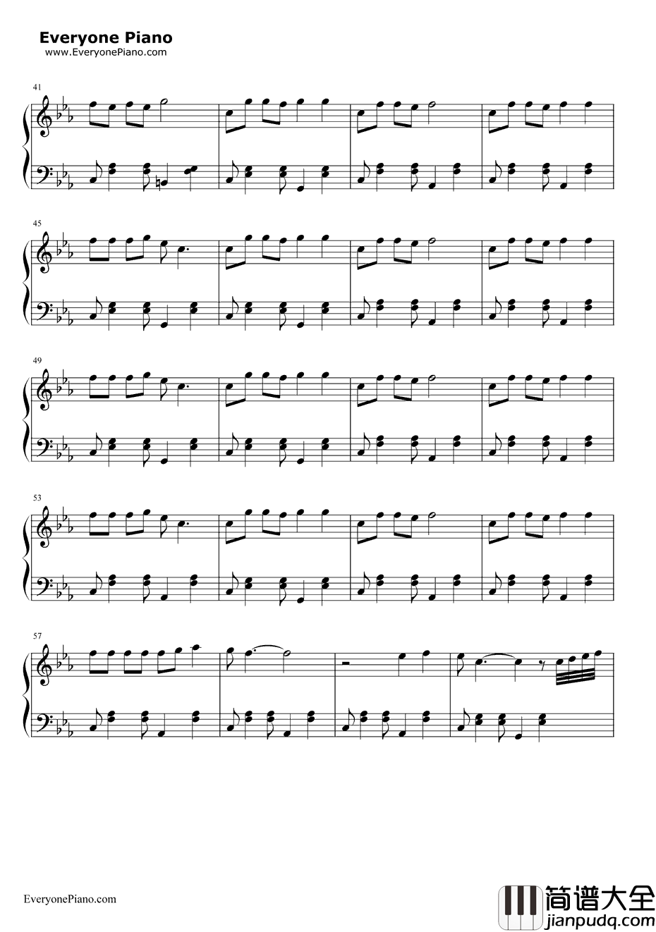 你是我的玫瑰花钢琴谱_庞龙