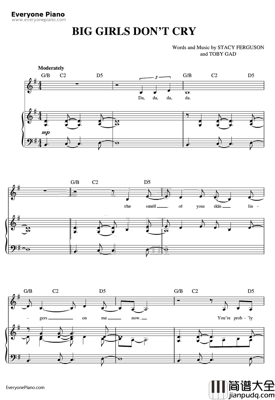 Big_Girls_Don't_Cry钢琴谱_Fergie
