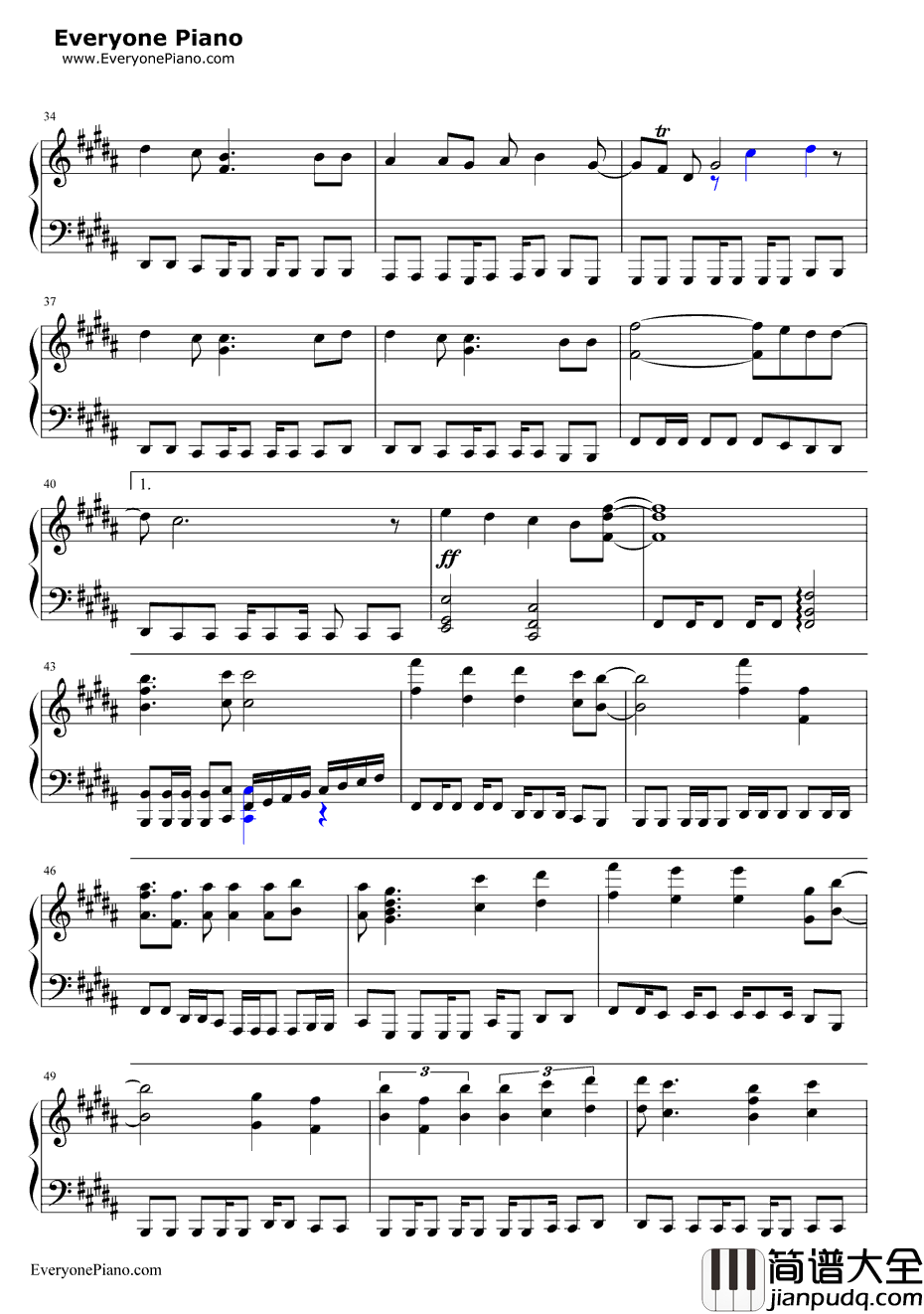 相亲相爱钢琴谱_容祖儿王力宏余翠芝孙楠_2010年春晚歌曲