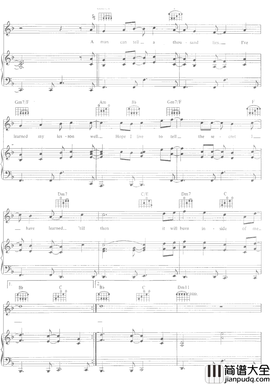 Live_to_Tell钢琴谱_Madonna_AtCloseRange主题歌