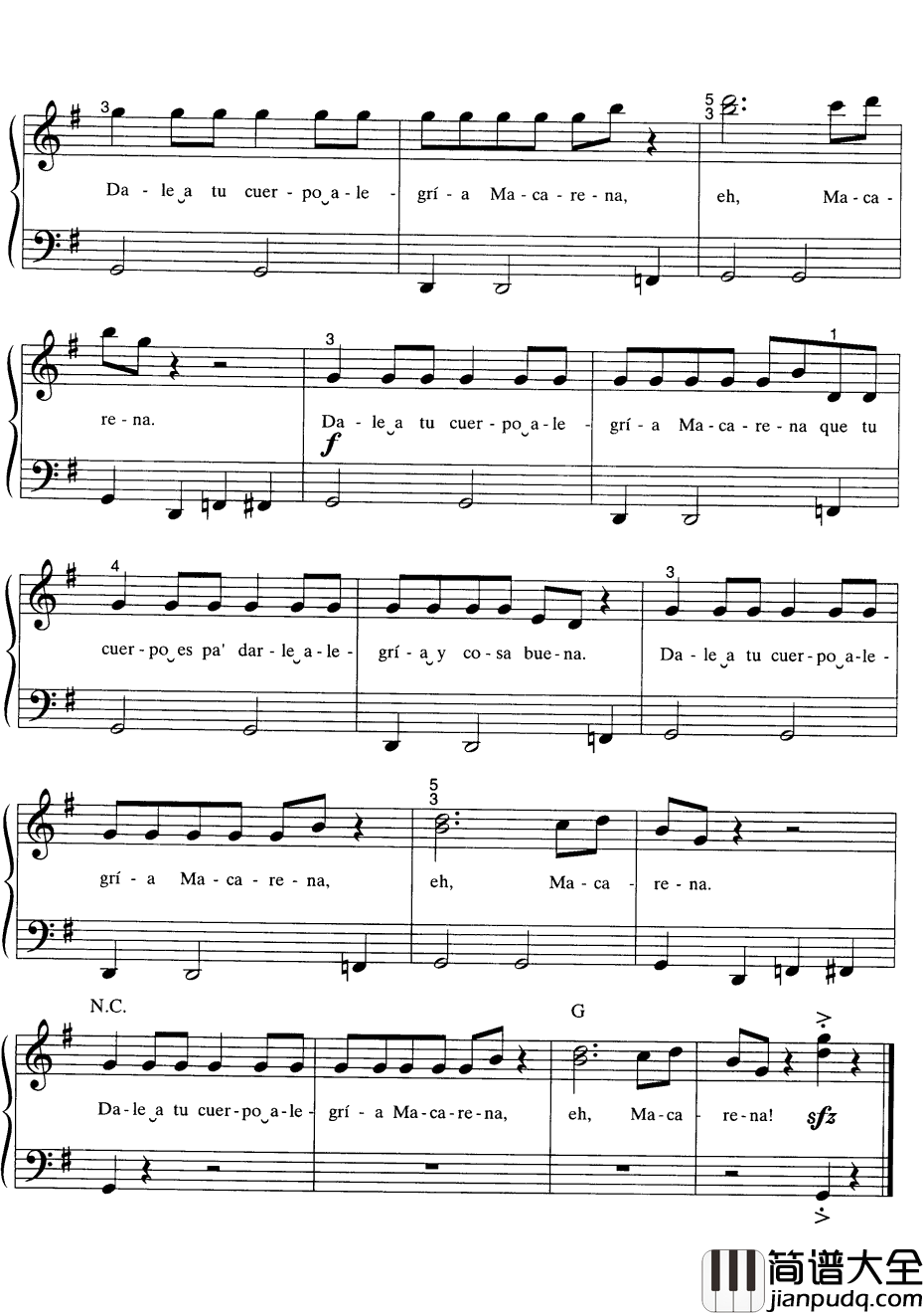 Macarena钢琴谱_LosDelRio