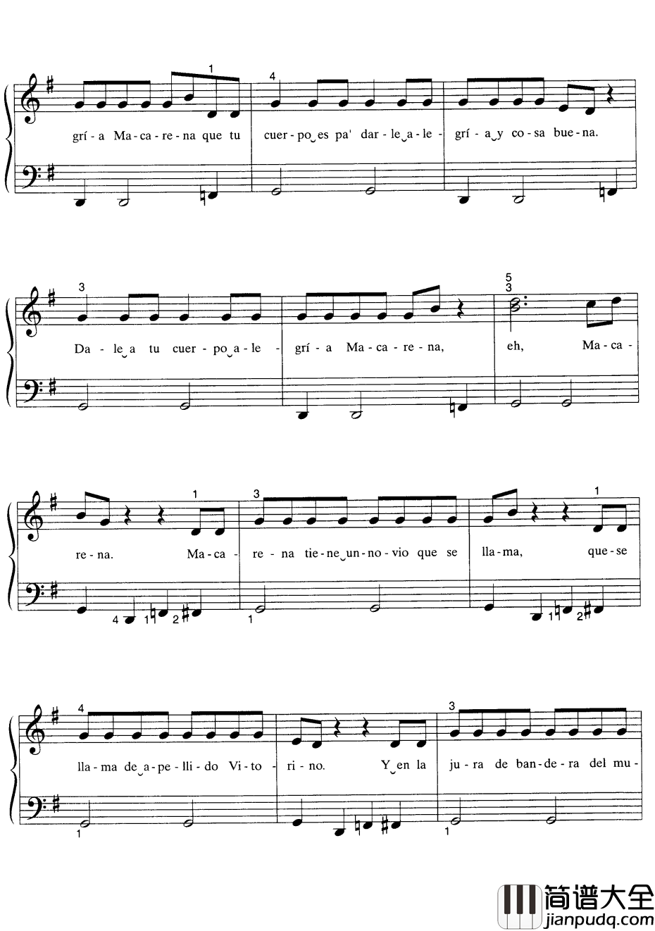 Macarena钢琴谱_LosDelRio