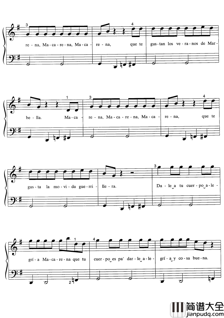 Macarena钢琴谱_LosDelRio