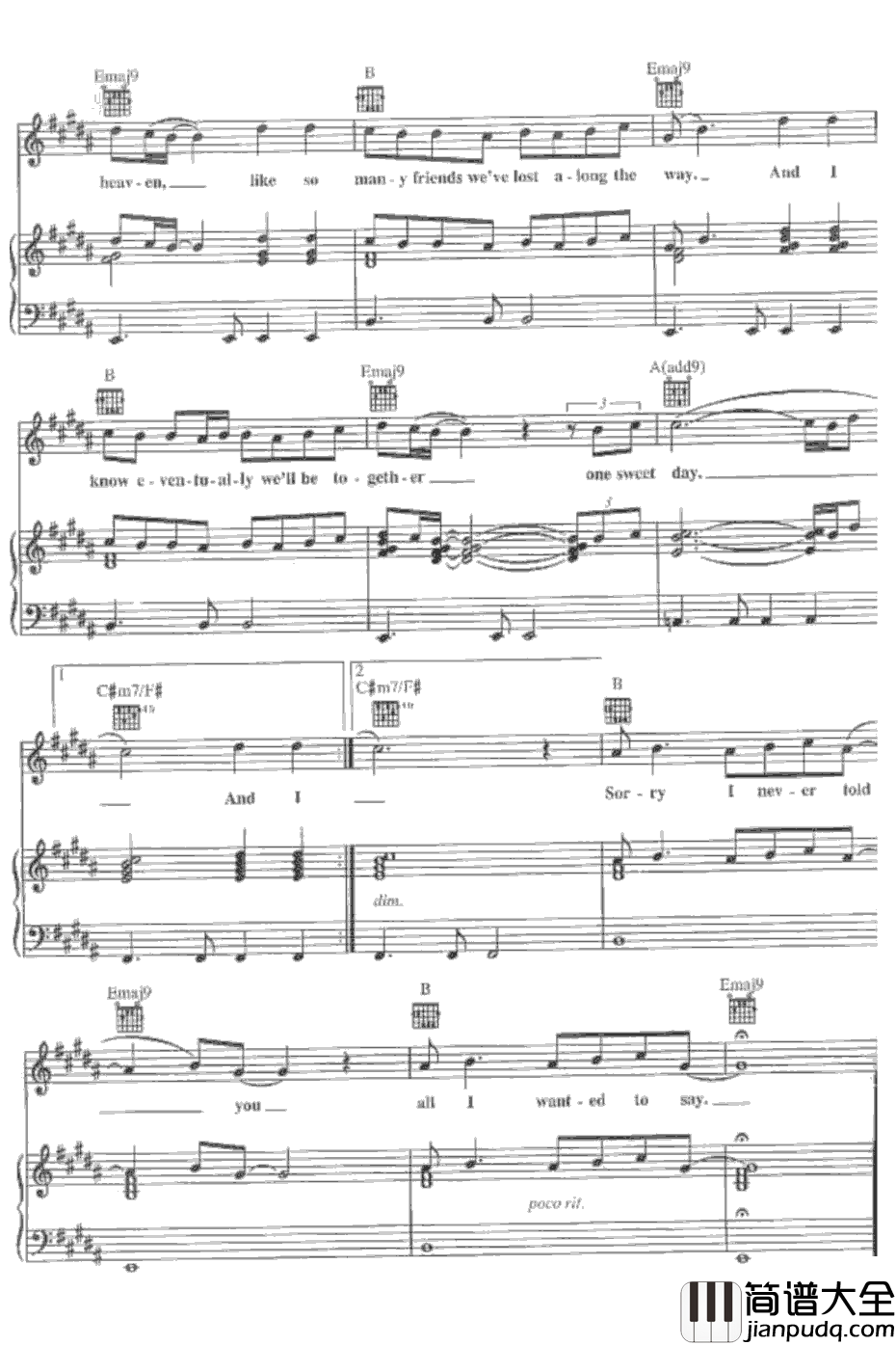 One_Sweet_Day钢琴谱_MariahCarey