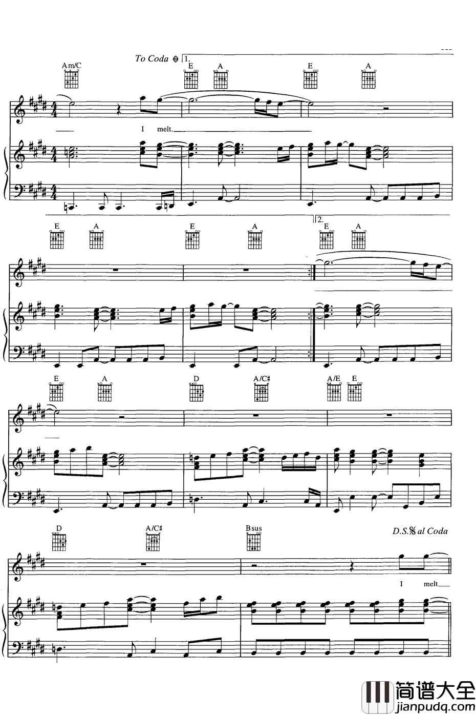 I_Melt钢琴谱_RascalFlatts