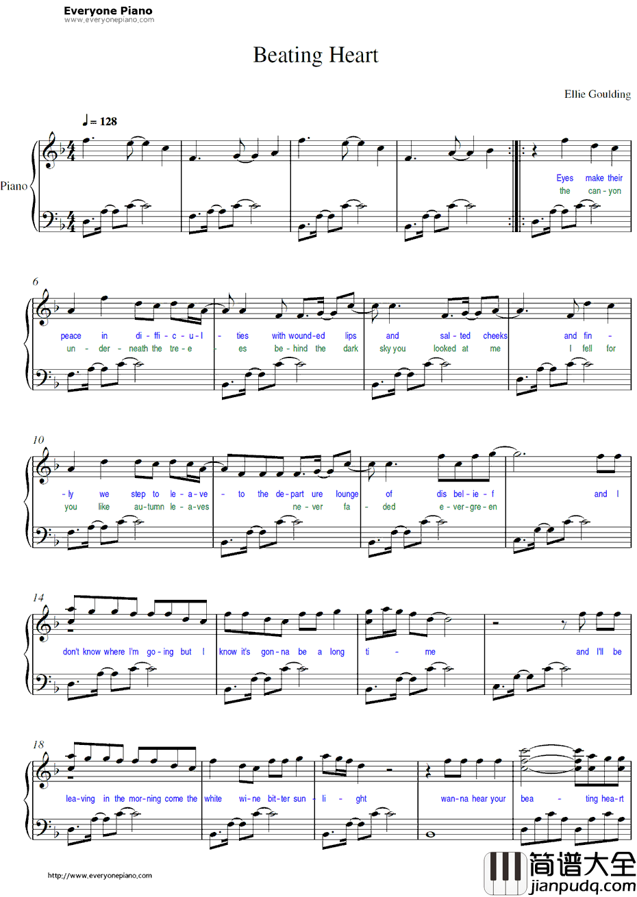 Beating_Heart钢琴谱_EllieGoulding_分歧者OST