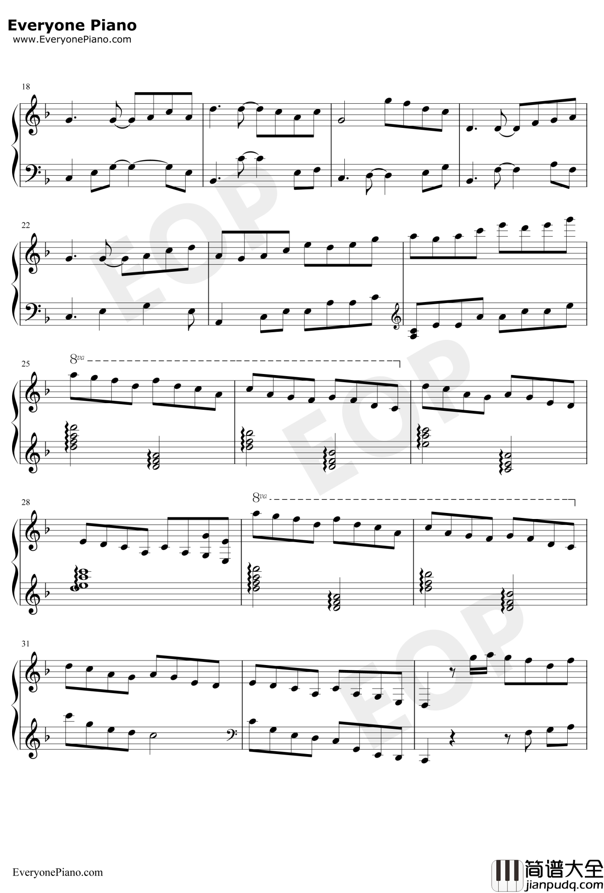 花黄瘦钢琴谱_Tina(PureMorning乐团)