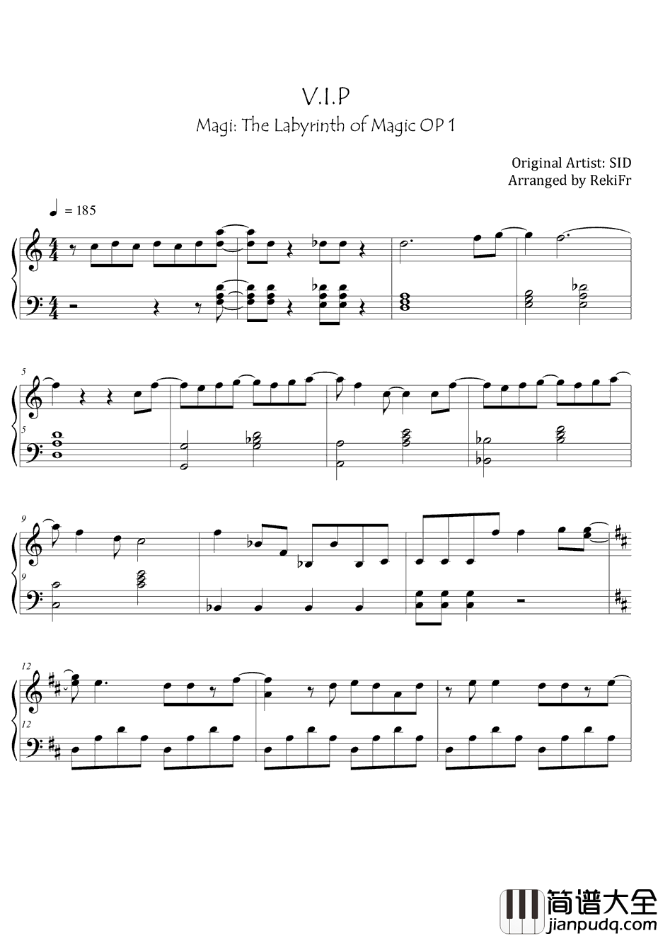 V.I.P钢琴谱_シド(SID)_魔笛MAGIOP