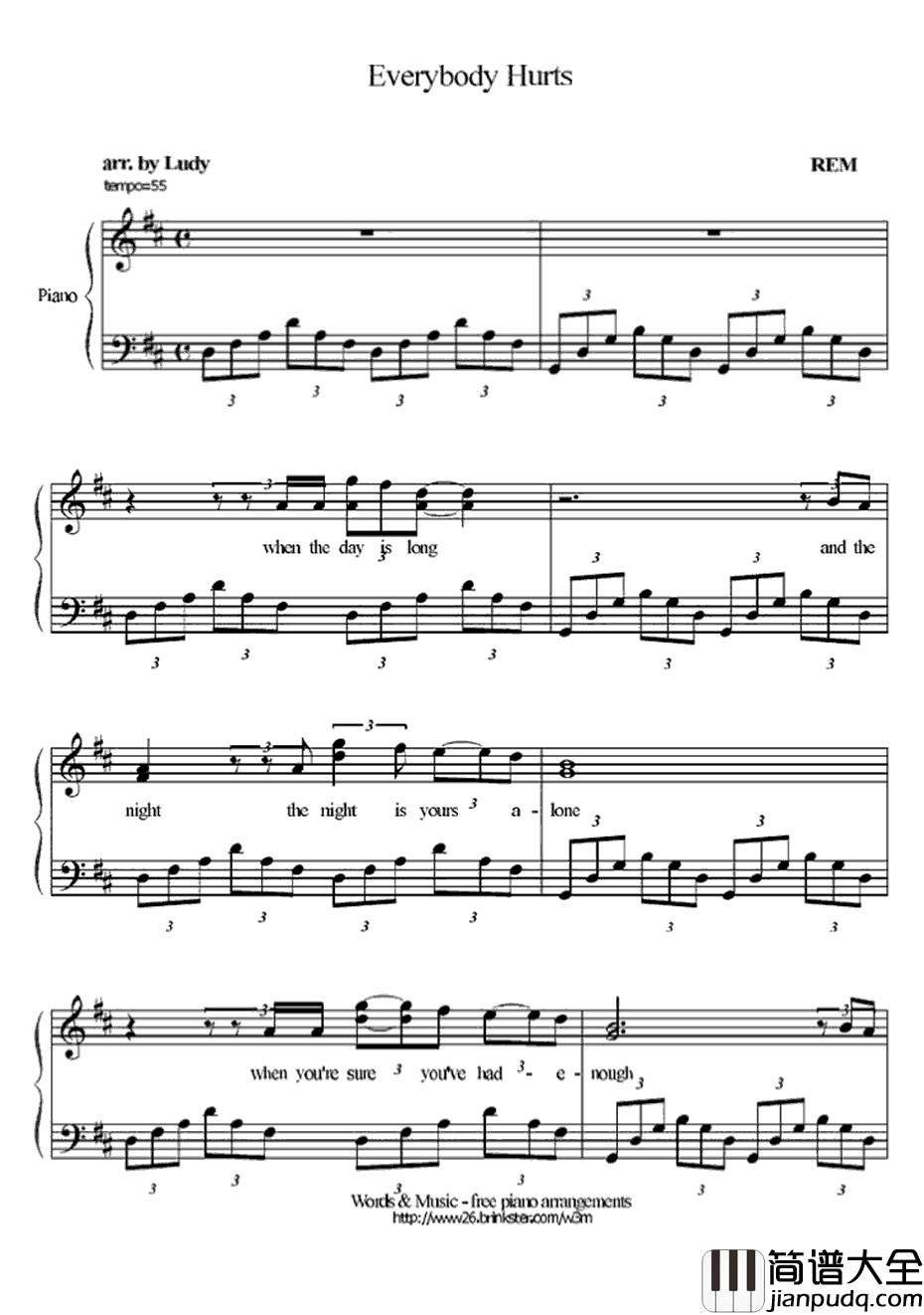 Everybody_Hurts钢琴谱_R.E.M.