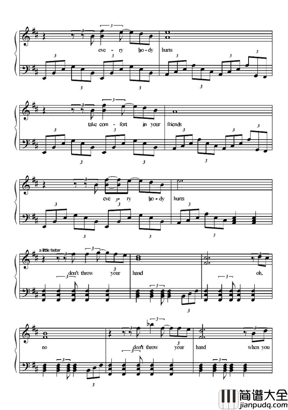 Everybody_Hurts钢琴谱_R.E.M.