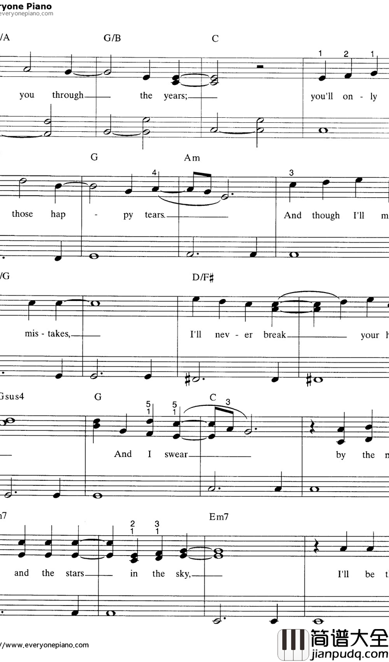 I_Swear钢琴谱_All_4_One