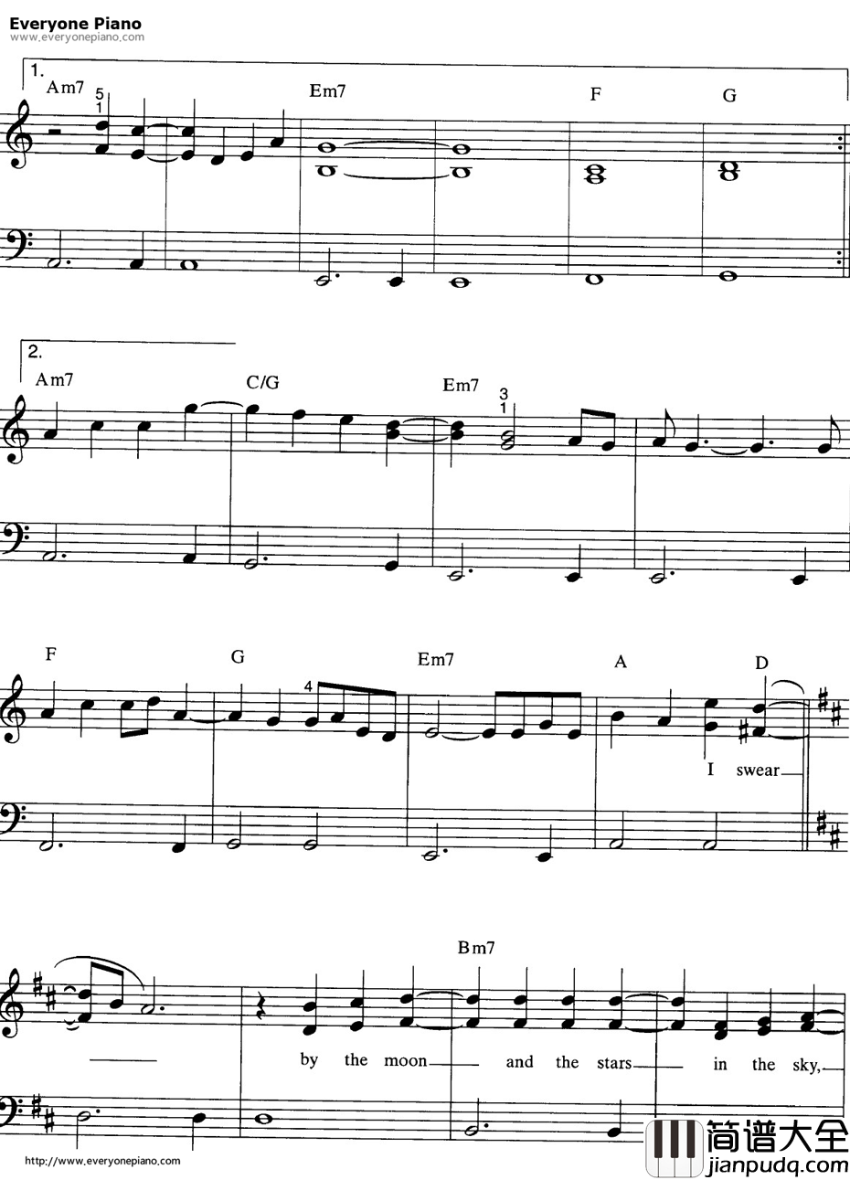 I_Swear钢琴谱_All_4_One